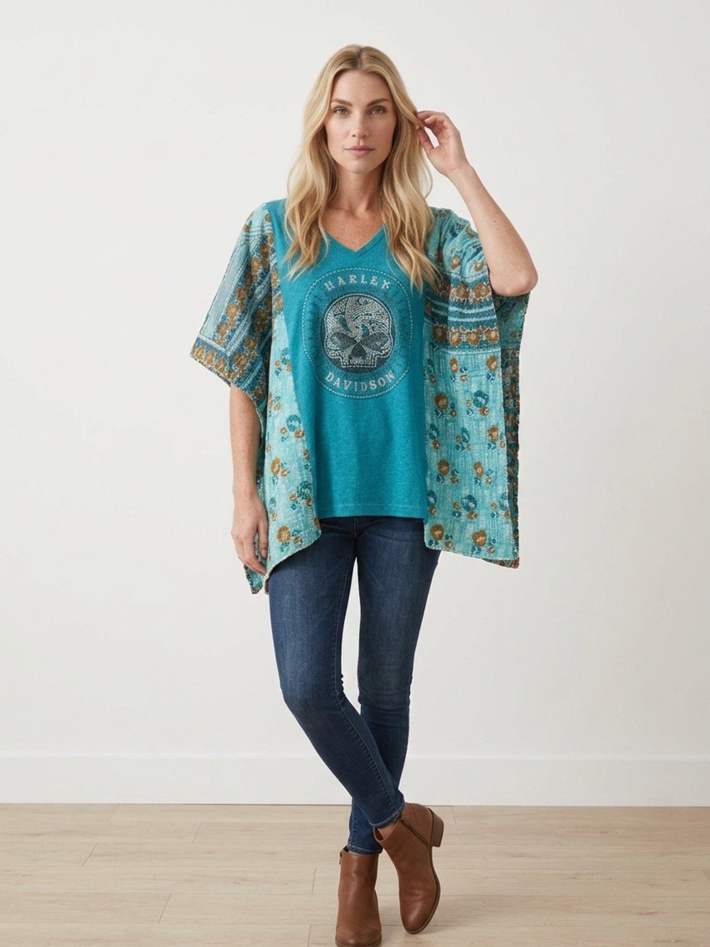 Handcrafted Upcycled Harley Davidson Kantha Tunic NWT One Size